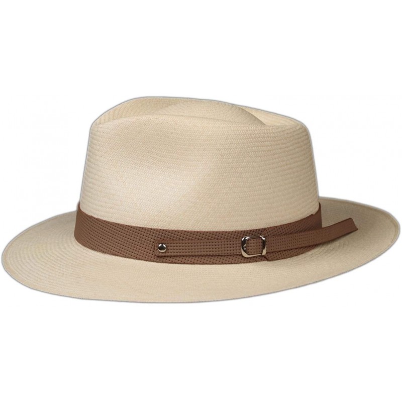 Cowboy Hats (1" & .5") Embossed Patterned Leather Panama Hat Band - Brown Points - C818O25C92E $24.86