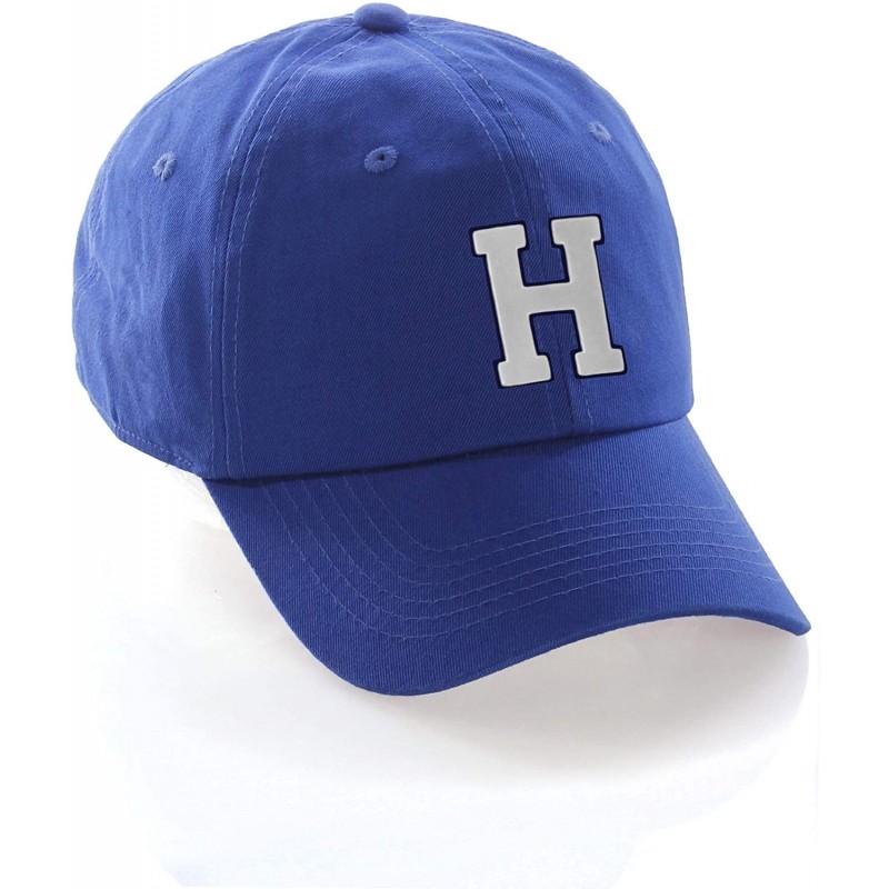 Baseball Caps Customized Letter Intial Baseball Hat A to Z Team Colors- Blue Cap Navy White - Letter H - C118NMYRTON $26.38