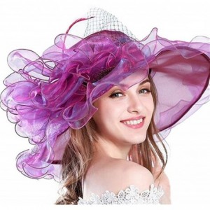 Sun Hats Women's Organza Church Kentucky Derby Fascinator Floral Tea Party Wedding Hats - Purple - CD182564KL0 $44.75