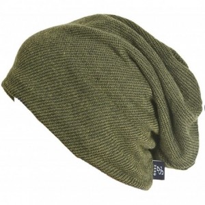 Skullies & Beanies Slouchy Knitted Baggy Beanie Hat Crochet Stripe Summer Dread Caps Oversized for Men-B318 - B305-greenish -...