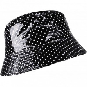 Rain Hats Women's Rain Hats Waterproof Wide Brim Packable - Black Dots - C417AZ2K4AG $25.03