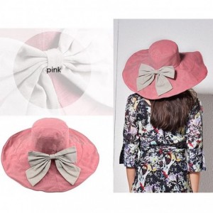 Sun Hats Women's UPF 50+ Foldable Floppy Reversible Wide Brim Sun Beach Hat with Bowknot - Red - C418D5QW70H $30.78