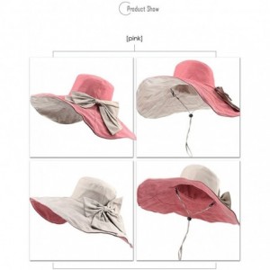 Sun Hats Women's UPF 50+ Foldable Floppy Reversible Wide Brim Sun Beach Hat with Bowknot - Red - C418D5QW70H $30.78