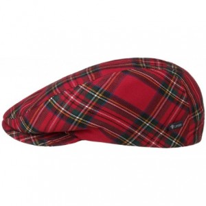 Newsboy Caps Tartan Check Flat Cap Women/Men - Made in Italy - Red - CL12MAQGSCV $71.82