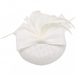 Berets Womens Fascinator Hat Sinamay Pillbox Flower Feather Tea Party Derby Wedding Headwear - A White - C018TSQSUYS $17.10