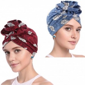 Skullies & Beanies Women's Cotton Soft Turban Elastic Beanie Printing India Sleep Bonnet Chemo Cap Hair Loss Hat Head Cover -...