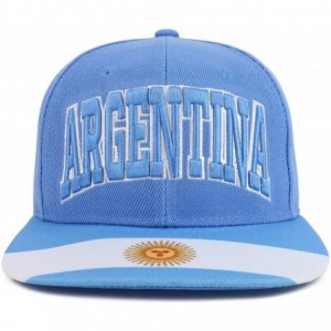 Baseball Caps Country Name 3D Embroidery Flag Print Flatbill Snapback Cap - Argentina Sky - CO18W36N634 $39.84