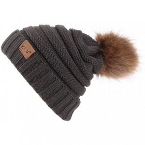 Berets Women Ladies Winter Knitting Hat Warm Artificial Wool Snow Ski Caps With Visor - S1100-gray - C118KASZ05Q $21.75