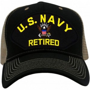 Baseball Caps US Navy Retired Hat/Ballcap Adjustable One Size Fits Most - Mesh-back Black & Tan - CE18IIIG95I $49.05
