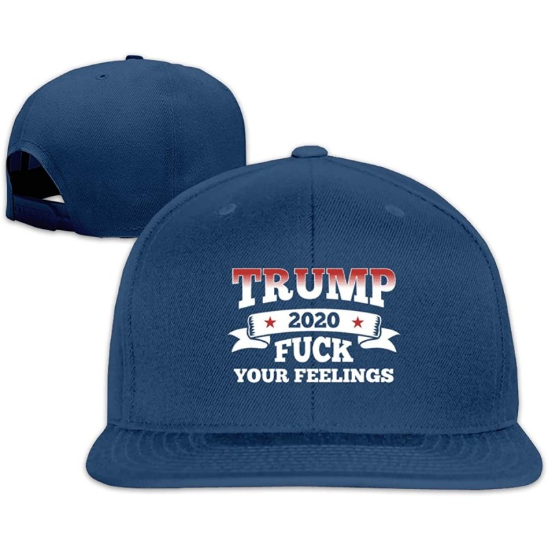 Baseball Caps Trump 2020 Fuck Your Feeling Snapback Hat Adjustable Casual Flat Bill Baseball Caps Men - Navy - CK196XQSIUL $2...