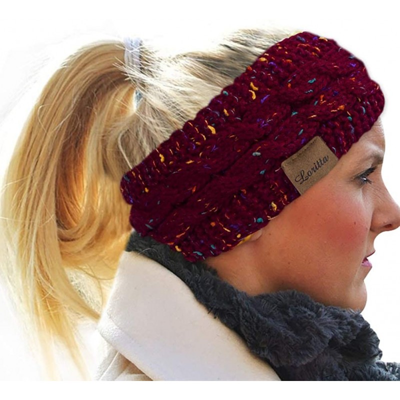 Cold Weather Headbands Womens Ear Warmers Headbands Winter Warm Fuzzy Cable Knit Head Wrap Gifts - Confetti- Wine Red(1 Pack)...