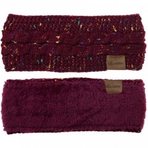 Cold Weather Headbands Womens Ear Warmers Headbands Winter Warm Fuzzy Cable Knit Head Wrap Gifts - Confetti- Wine Red(1 Pack)...