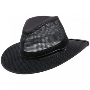 Sun Hats Aussie Breezer 5310 Cotton Mesh Hat - Black - CO195U8SUIA $90.40