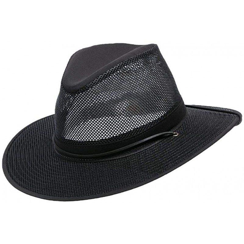 Sun Hats Aussie Breezer 5310 Cotton Mesh Hat - Black - CO195U8SUIA $80.83
