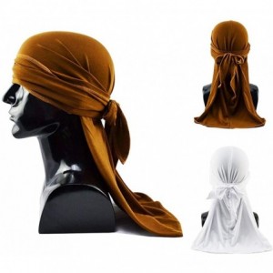 Skullies & Beanies Silky Soft Men Durag Cap Headwraps with Extra Long Tail and Wide Straps Headwrap Du-Rag for 360 Waves - CK...