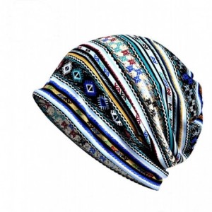 Skullies & Beanies Chemo Caps Cancer Headwear Skull Cap Knitted hat Scarf for Womens Mens - Blue Stripes - CJ18LWMZIZU $22.61