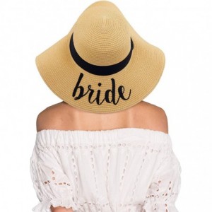 Sun Hats Exclusives Straw Embroidered Lettering Floppy Brim Sun Hat (ST-2017) - Bride - CR18E2006YQ $38.12