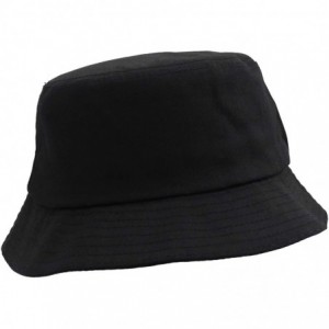 Bucket Hats Unisex 100% Cotton Packable Bucket Hat Sun hat for Men Women - Plain Black - CQ18Q6AHN9M $27.31