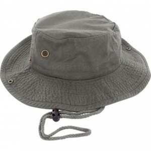 Sun Hats 100% Cotton Boonie Fishing Bucket Men Safari Summer String Hat Cap - Olive - CL11WT1ZNA1 $28.23