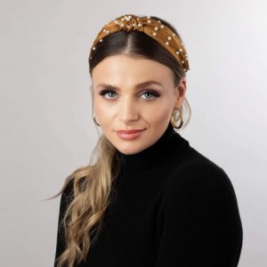 Headbands Ladies Gold Satin With Pearls Top-knot Headband (Satin Gold) - Satin Gold - C918SDZ2M7D $19.29