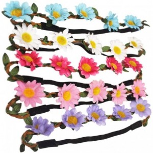 Headbands Women Bohemian White Daisy Flower Elastic Headband Headpieces - 5 Pcs - CR18UN40LAW $19.33