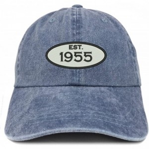 Baseball Caps Established 1955 Embroidered 65th Birthday Gift Pigment Dyed Washed Cotton Cap - Navy - CU180MAHTL5 $38.99