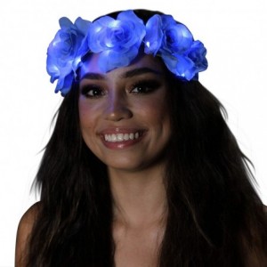 Headbands Light Up Flower Crown (Blue Rose) - Blue Rose - C418QK5RZKA $42.86