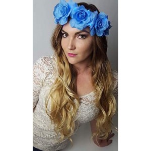 Headbands Light Up Flower Crown (Blue Rose) - Blue Rose - C418QK5RZKA $40.19