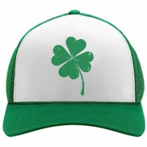 Baseball Caps St. Patrick's Day Shamrock Irish Green Four-Leaf Clover Trucker Hat Mesh Cap - Green/White - CD189QLLQ6C $29.62