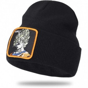 Skullies & Beanies Anime Winter Hats Dragon Ball Z Embroidery Skull Beanies Hat Hip Hop Knitted Hat(Black) - CW18WYUAHSG $16.72