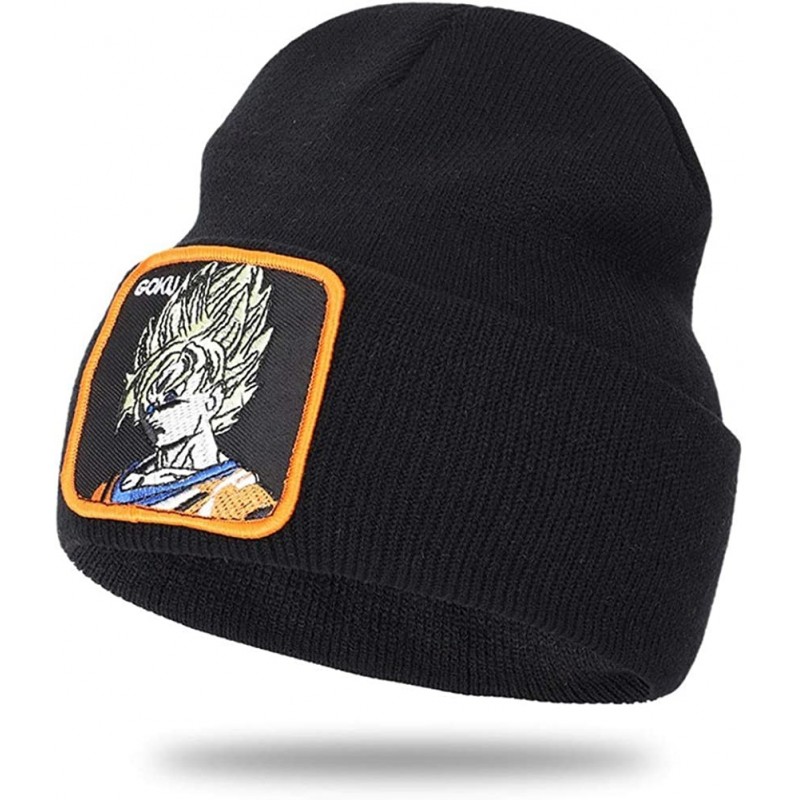 Skullies & Beanies Anime Winter Hats Dragon Ball Z Embroidery Skull Beanies Hat Hip Hop Knitted Hat(Black) - CW18WYUAHSG $15.66