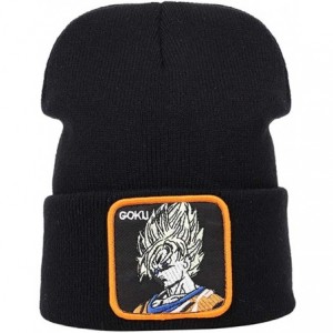 Skullies & Beanies Anime Winter Hats Dragon Ball Z Embroidery Skull Beanies Hat Hip Hop Knitted Hat(Black) - CW18WYUAHSG $15.66