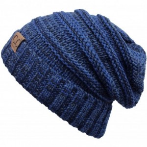 Skullies & Beanies Trendy Warm Oversized Chunky Soft Cable Knit Slouchy - Tricolor Navy - CY185R2744X $28.65