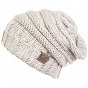 Skullies & Beanies Trendy Warm Oversized Chunky Soft Cable Knit Slouchy - Beige - CV1270MU8VX $27.05