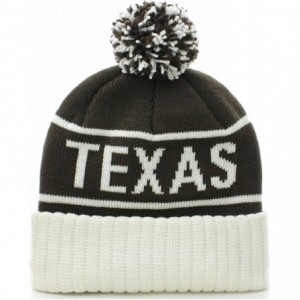 Skullies & Beanies Texas Cuff Beanie Cable Knit Pom Pom Hat Cap - Brown White - CO11OMW2ZYN $21.16