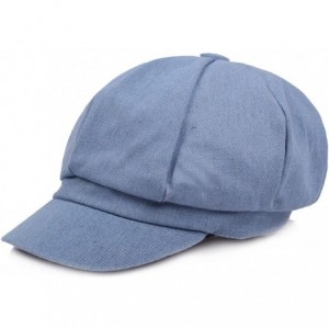Newsboy Caps Womens Visor Beret Newsboy Hat Washed Denim Cabbie Cap - Light Blue - CN1859G2ESM $29.62