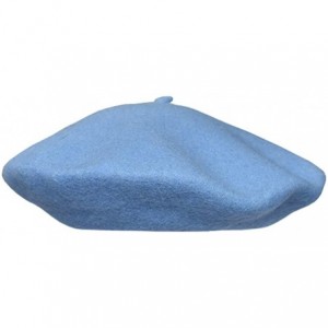 Berets Women's Wool Solid Color Classic French Beret Beanie Hat - Sky Blue - CE12LCNALDF $19.84