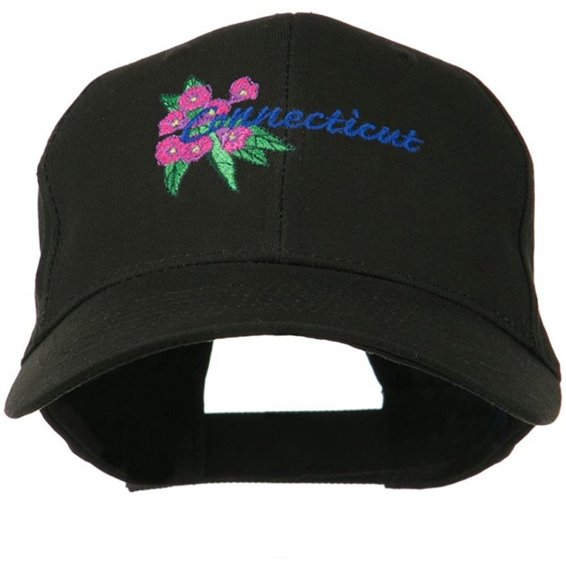Baseball Caps USA State Connecticut Flower Embroidered Low Profile Cotton Cap - Black - CK11NY3ED1T $44.68