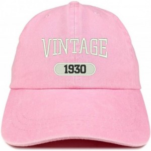 Baseball Caps Vintage 1930 Embroidered 90th Birthday Soft Crown Washed Cotton Cap - Pink - C8180WUMHDD $32.30