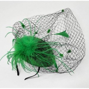 Berets Womens Fascinator Hat Sinamay Pillbox Flower Feather Tea Party Derby Wedding Headwear - Zf Green - C518KGW26XL $17.52