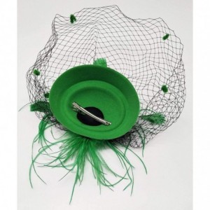 Berets Womens Fascinator Hat Sinamay Pillbox Flower Feather Tea Party Derby Wedding Headwear - Zf Green - C518KGW26XL $17.52