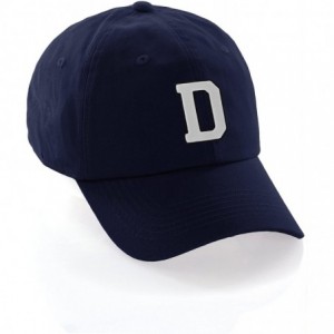 Baseball Caps Customized Letter Intial Baseball Hat A to Z Team Colors- Navy Cap Black White - Letter D - CI18ET27WE5 $24.85