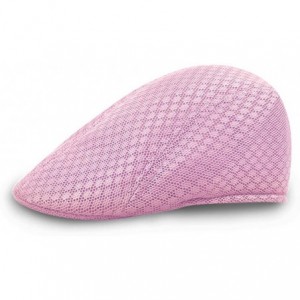 Newsboy Caps Men's Women's Breathable Mesh Solid Color Berets Newsboy Hat - Pink - CS18EQ76WA3 $20.60