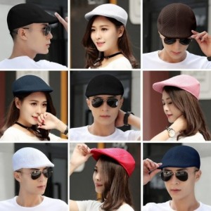 Newsboy Caps Men's Women's Breathable Mesh Solid Color Berets Newsboy Hat - Pink - CS18EQ76WA3 $20.60
