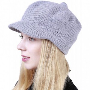 Skullies & Beanies Women's Winter Warm Slouchy Cable Knit Beanie Skull Hat with Visor - A-light Grey - CH18HK3KQ2T $29.95