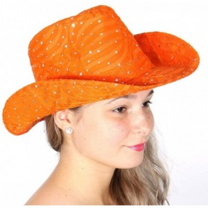 Fedoras Cowboy Hats for Women - Cowgirl hat - Wide Brim Fedora Hat- 1920s Panama Jazz Visor Gang - Stripe Orange - CB18ER7LM9...