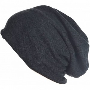 Skullies & Beanies Slouchy Knitted Baggy Beanie Hat Crochet Stripe Summer Dread Caps Oversized for Men-B318 - B305-black - C1...