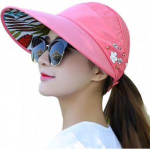 Sun Hats Sun Hats for Women Wide Brim UV Protection Summer Beach Visor - Ornaments-watermelon Red - CM18EWIC3CH $23.60