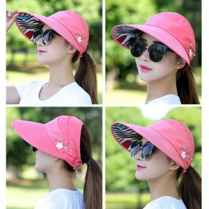 Sun Hats Sun Hats for Women Wide Brim UV Protection Summer Beach Visor - Ornaments-watermelon Red - CM18EWIC3CH $25.17
