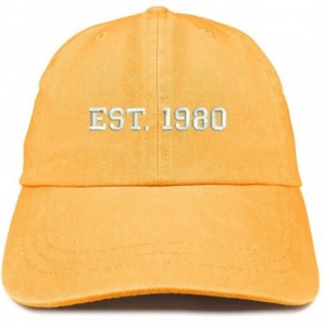 Baseball Caps EST 1980 Embroidered - 40th Birthday Gift Pigment Dyed Washed Cap - Mango - CO180QO9L08 $36.16